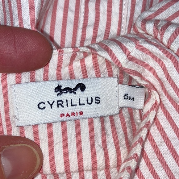 Cyrillus Paris seersucker smocked stripe dress 6m - Picture 6 of 8